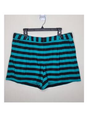 Ann Taylor Loft teal black striped shorts - 12